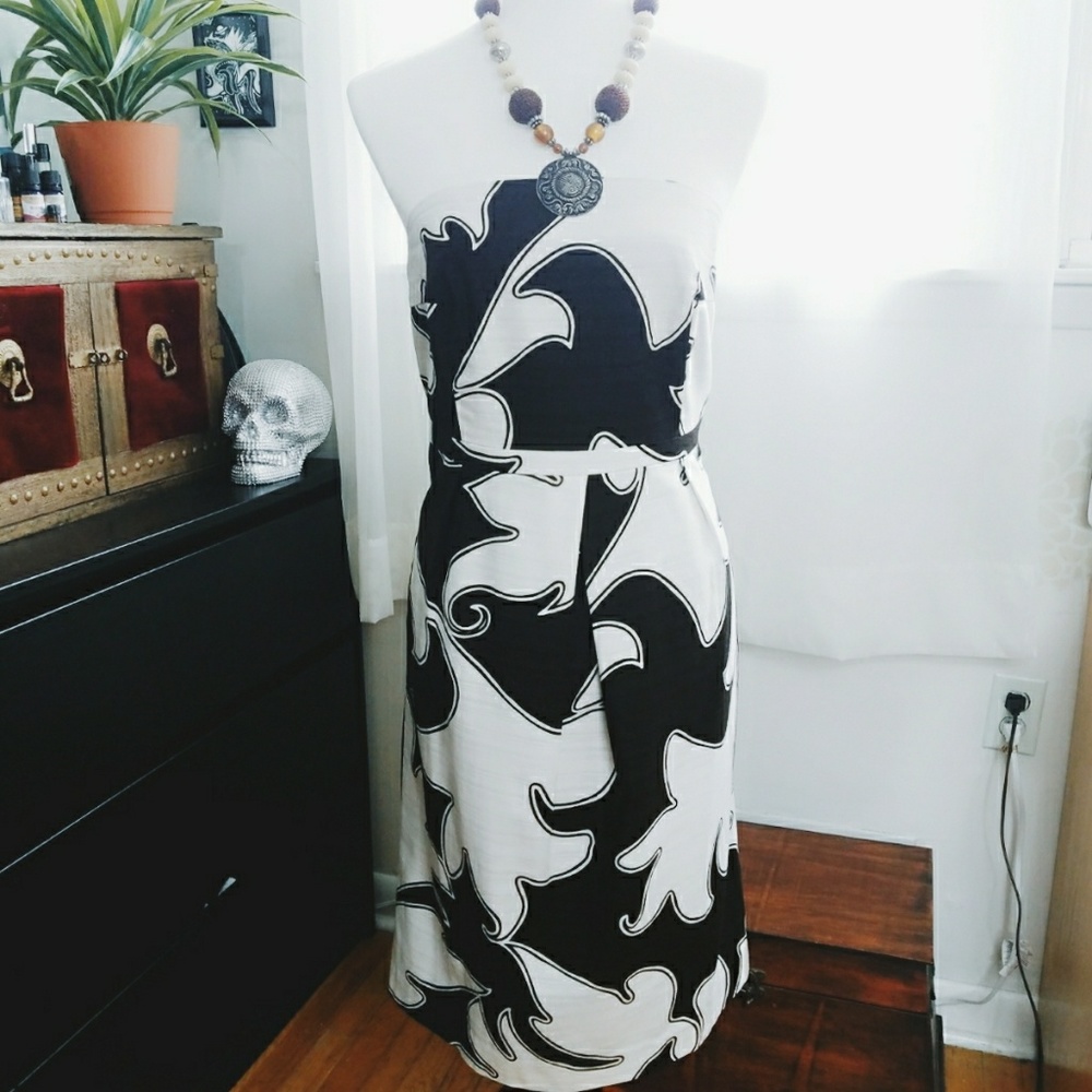 NWT Merona Strapless Cocktail Dress Leaf Print